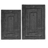 Home Mart Goods Charcoal Grey 2 Piece Bordered Box Plush Soft Cozy 100% Polyester Bath Mat Set - 3 of 4