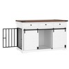 YOOCOZZ 55.1" Dog Crate with 3 Storage Drawers, Farmhouse Dog Crate with Side Door and Sliding Barn Door, Medium-White - 4 of 4