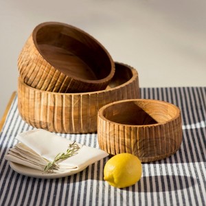 Mela Artisans Handcrafted Wooden Bowl Set of 3 - 1 of 4
