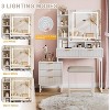 Makeup Vanity Desk with Mirror and Lights, Vanity Table Set with 3 Adjustable Lighting Colors, Dressing Table With 5 Large Drawers, White - 3 of 4