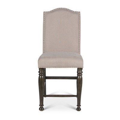 Height Solid Wood Caswell Counter Chair (Set of 2) with Turned Front Legs, Shield Back, Nailhead Trim and Matching Bench Option