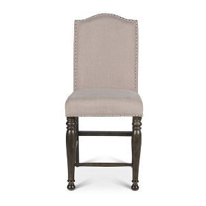Height Solid Wood Caswell Counter Chair (Set of 2) with Turned Front Legs, Shield Back, Nailhead Trim and Matching Bench Option - 1 of 4