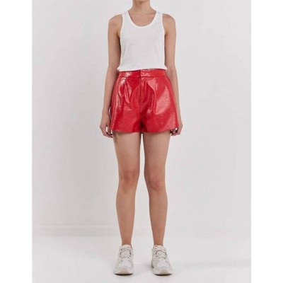Women's High-waisted Faux Leather Short - Grey Lab