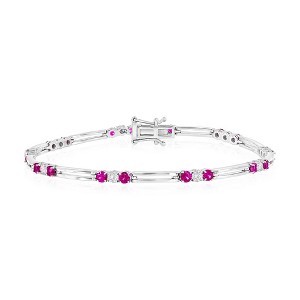 Diamonds D'Argento Sterling Silver, Ruby & Diamond Bracelet - (30 Stones) - Red - 7 Inch - 1 of 2