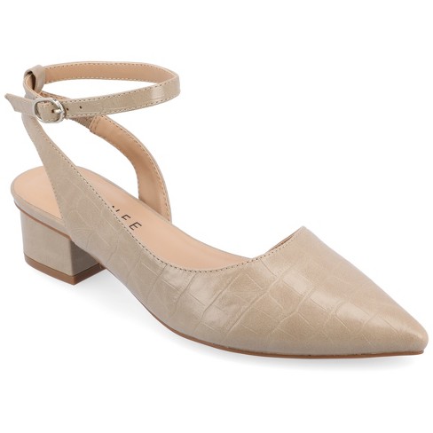 Taupe block 2024 heel pumps