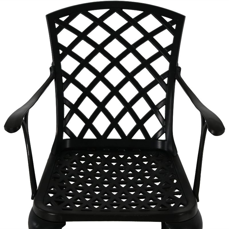 Sunnydaze Outdoor Crossweave Design Black Cast Aluminum Patio Dining Chair, 2pk, 5 of 11