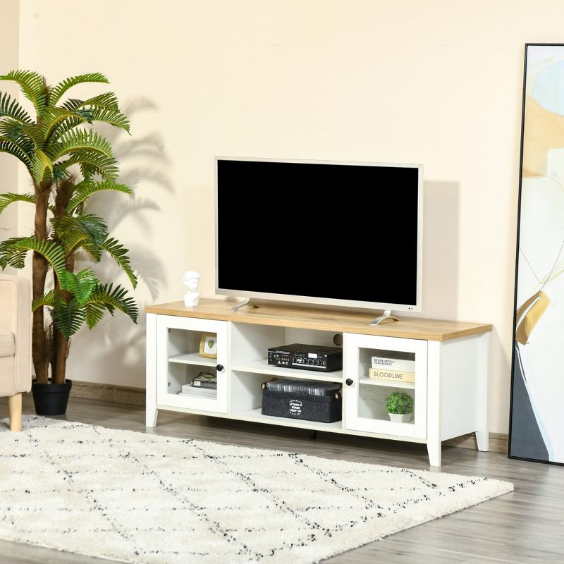 HOMCOM Modern TV Stand, Entertainment Center with Shelves and Cabinets for Flatscreen TVs up to 60" for Bedroom, Living Room, 3 of 9