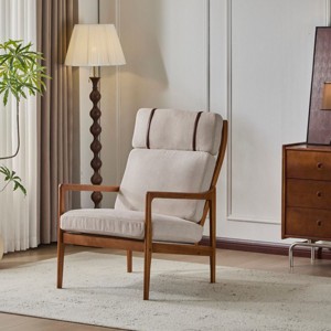 Mid Century Modern Accent Armchair with Solid Wood Frame,High Back Lounge Chair with Cushion,Upholstered Lounge Chair for Living Room-Koiai - 1 of 4