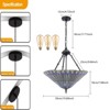 YIYIBYUS Tiffany Ceiling-mounted Pendant Lamp with Adjustable Height, Stained Glass Shade - 4 of 4