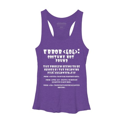 Women's Design By Humans Halloween Error 404 Costume Not Found Apparel, Funny Geeky By khaledned99 Racerback Tank Top