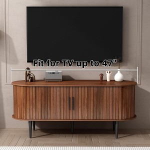 ORRD 47" Walnut TV Stand with Sliding Door, Modern Entertainment Console with Storage for Living Room or Bedroom - 1 of 4