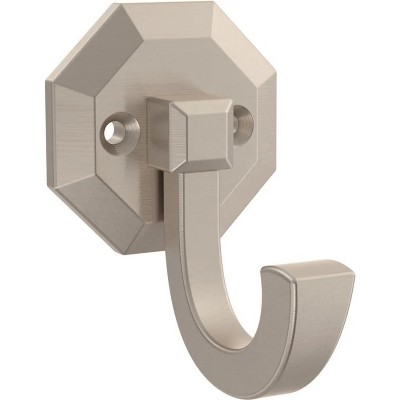 LunaLulinlk Satin Nickel Hex 1 Prong Hook, 1 Hook, 35 lb Limit