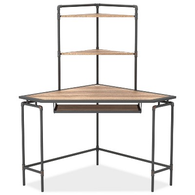 Norda Corner Desk with USB Port Sand Black/Light Pure Copper - miBasics