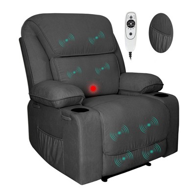 Electric Power Recliners with Massage and Heat Adjustable Faux Leather Armchair with Cup Stand, Ideal for Living Room, Office, Bedroom