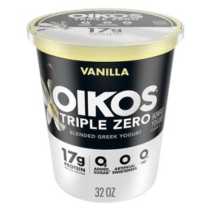 Oikos Triple Zero Vanilla Greek Yogurt - 32oz Tub - 1 of 4