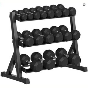 COZONY Rubber Coated Hex Dumbbell Set with Storage Rack, 450LB Total Weight for Home Gym - 1 of 4