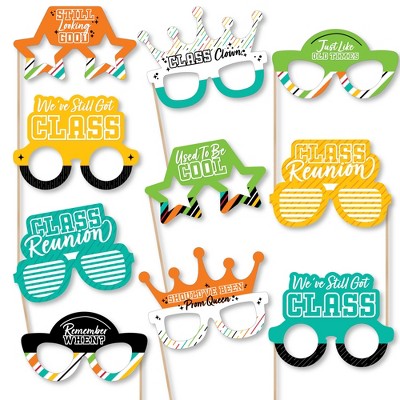 Big Dot of Happiness Still Got Class Glasses - Paper Card Stock High School Reunion Party Photo Booth Props Kit - 10 Count