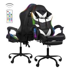 Racxily Gaming Chair - RGB Lighting PU Leather Computer Chair with Footrest and Lumbar Support, w/Synced Armrests & 5-Star Metal Base - 1 of 4