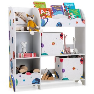 Infans Kids Toy and Book Organizer Children Wooden Storage Cabinet w/ Storage Bins - 1 of 4