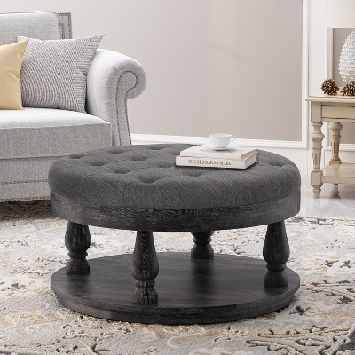 NicBex Modern Large Round Ottoman Coffee Table with Storage Lower Base,Upholstered Wooden Center Table for Living Room