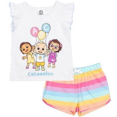 Cocomelon Jj Girls T-shirt And Shorts Outfit Set Toddler : Target