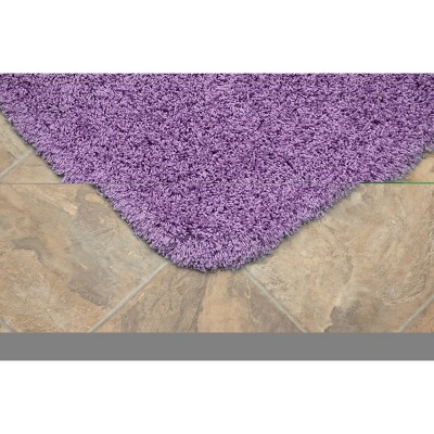 Purple Shaggy Nylon 3-Piece Washable Bathroom Rug Set