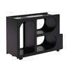 31.50" Mobile End Table with Lockable Wheels, Narrow Coffee Table with 5mm Thick Fluted Tempered Glass, Modern Nightstand, Black - 4 of 4