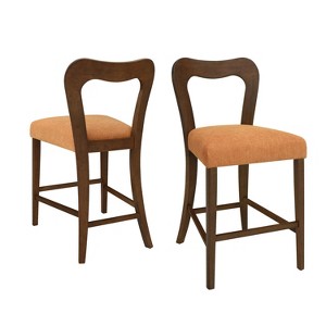 Vynxaria Counter Stool Without Arm,Set of 2,Walnut+Caramel - 1 of 4