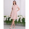 INSPIRE CHIC Women's Elegant A-Line Choker V Neck Belted Wear to Work Fit and Flare Dress - 2 of 4