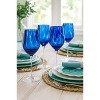 Blue Rose Polish Pottery Hand blown Wine Glass Set - 4 of 4