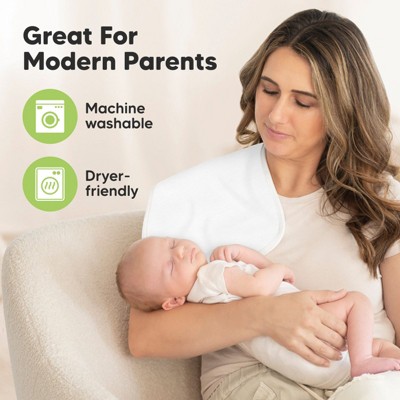 Soft White Organic Cotton Plush Baby Burp Cloth Set