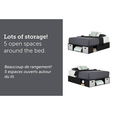 Full Black Upholstered Captain's Storage Bed with Drawers