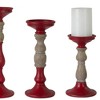 Red Candle Holder with Wood Accent (Set of 3) - 2 of 2