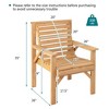 Costway Patio Fir Wood Chair Dining Inclined Backrest Garden Backyard Indoor Natural - 3 of 4