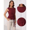 INSPIRE CHIC Women's Summer Tie Front Boat Neck Sleeveless Work Blouse - image 2 of 4