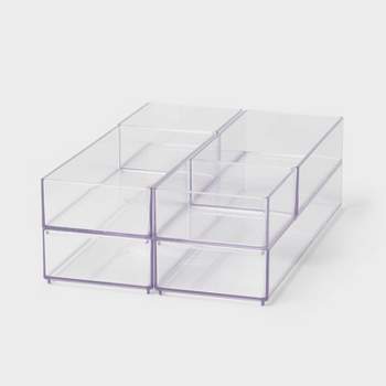 MAINSTAYS Plastic 6-Section Clear Drawer Organizer, Item size:11.90 L  x11.90 Wx1.60H; Plastic material 