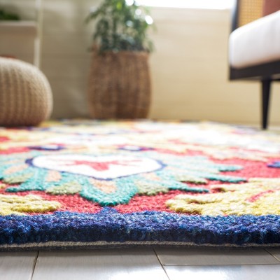Country Casual 72'' Red Square Tufted Wool Area Rug