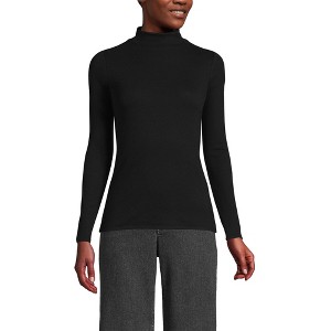Lands' End Women's Drapey Rib Skimming Long Sleeve Mock Neck - 1 of 3