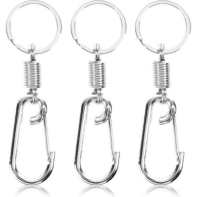 Juvale 3 Pack Stainless Steel Keychain Clip with Key Ring for Home, Office & Car Keys, Silver, 4 in