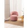 CAVINAS Teddy Fabric Swivel Accent Armchair, Barrel Chair with Ergonomic Backrest & Black Powder-Coated Metal Ring - 2 of 4