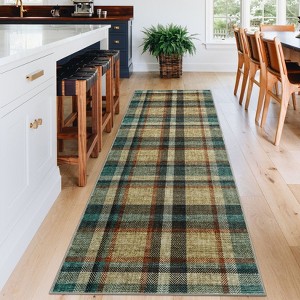 Washable Rugs for Living Room Plaid Classic Non Slip Large Rug for Bedroom Decor Soft Low Pile Carpet - 1 of 4