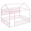 TIRAMISUBEST Twin/Full Size Metal Bed House Bed Frame with Fence and Storage Shelves, House Floor Bed Montessori Bed with Roof Design - 4 of 4