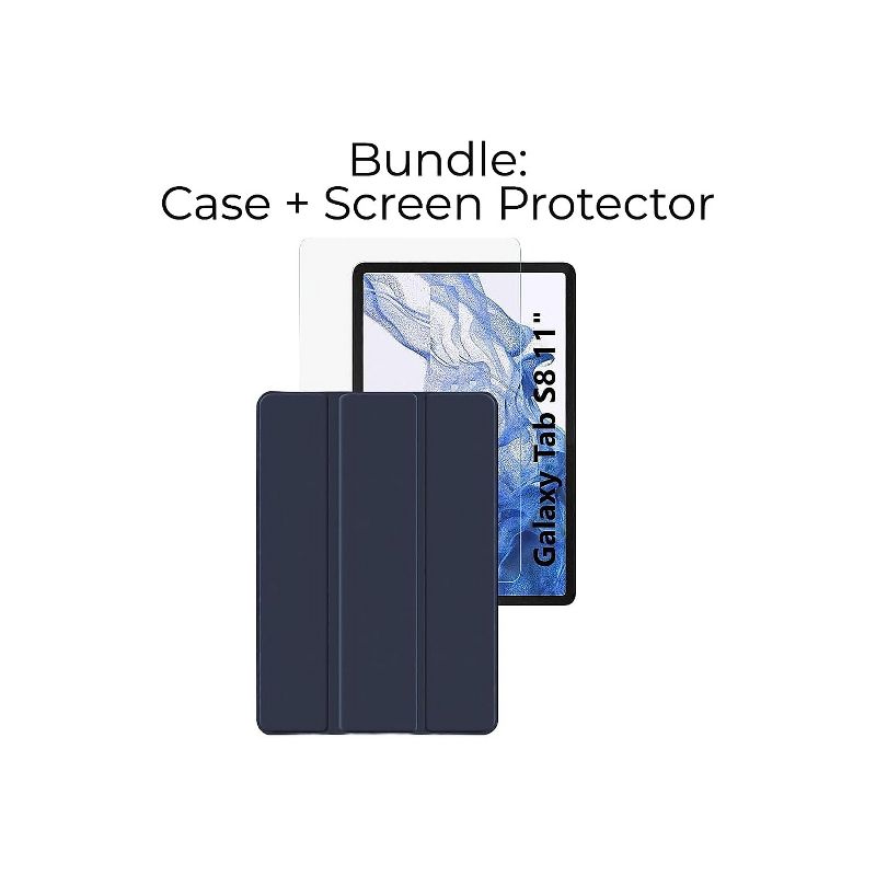 SaharaCase Samsung Galaxy Tab S8 Protection Bundle Folio Case with Tempered Glass Screen Clear/Navy, 2 of 10