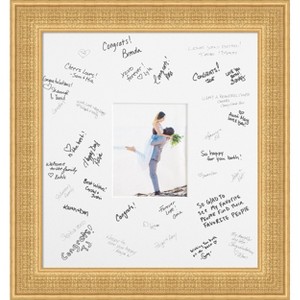Trellis Signature Mat Picture Frame – Guest Book Alternative for Weddings, Graduations, or Retirement – Autograph Photo Mat for Signature Board - 1 of 4