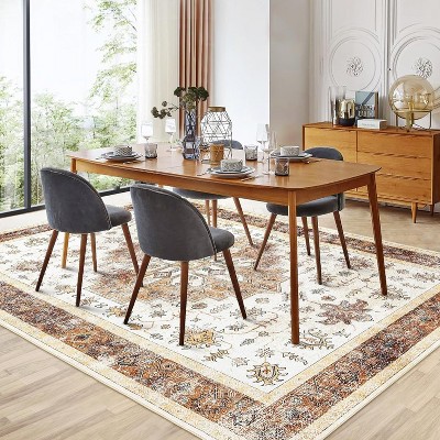 Acekool Vintage Washable Rug – Soft Low-Pile Medallion Design, Non-Slip & Pet-Friendly for Living Room, Bedroom, Office