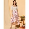 Allegra K Women's Floral Elastic Waist Flowy High Low Hem Layered Ruffle Skirt - 4 of 4