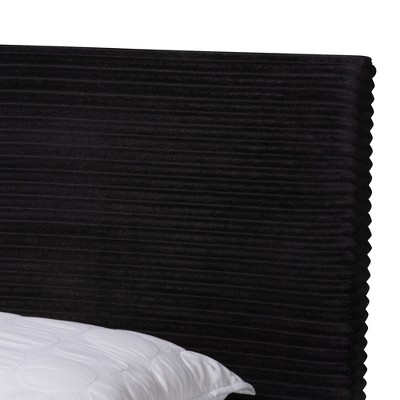 Glamorous Abberton Black Velvet Queen Size Panel Bed with Gold Metal Legs