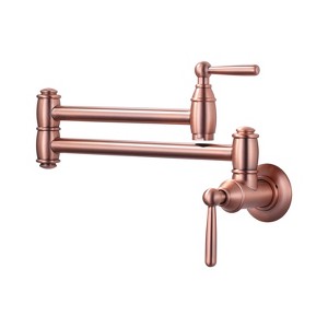 WOWOW Wall Mounted Pot Filler with Double Handle in Brushed Nickel - 1 of 4