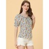 Allegra K Women's Sweetheart Neck Raglan Sleeve Retro Ruffle Floral Tops - 3 of 4