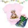 Teddy Bear Easter Basket Watercolor - Women's Short Sleeve Graphic T-Shirt - 3 of 4